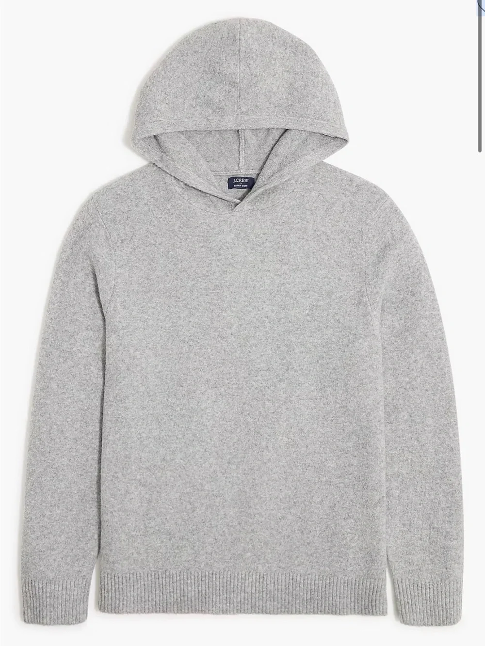 J Crew Extra-soft sweater-hoodie Graphite Gray Heather Wool Blend